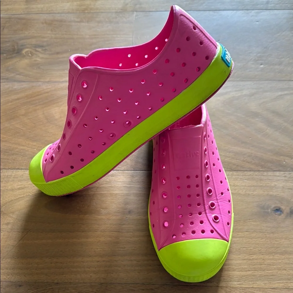 Native Jefferson Pink and Green Slip-On Shoes